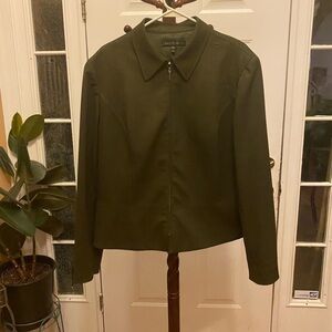 Lafayette 148 NEW YORK GREENISH/GREY ZIP FRONT BLAZER SIZE 16